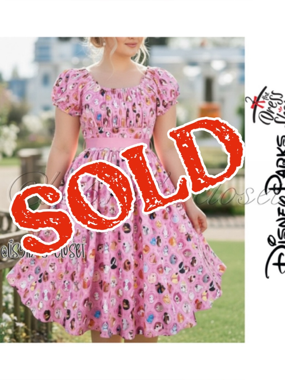 Disney Parks The Dress Shop Pink Disney Dogs Retro Swing Dress 1X — HTF!!